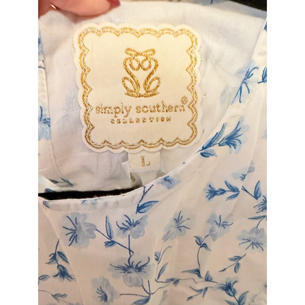 Simply Southern Blue Floral Babydoll Dress Size Large NWT - Picture 5 of 5